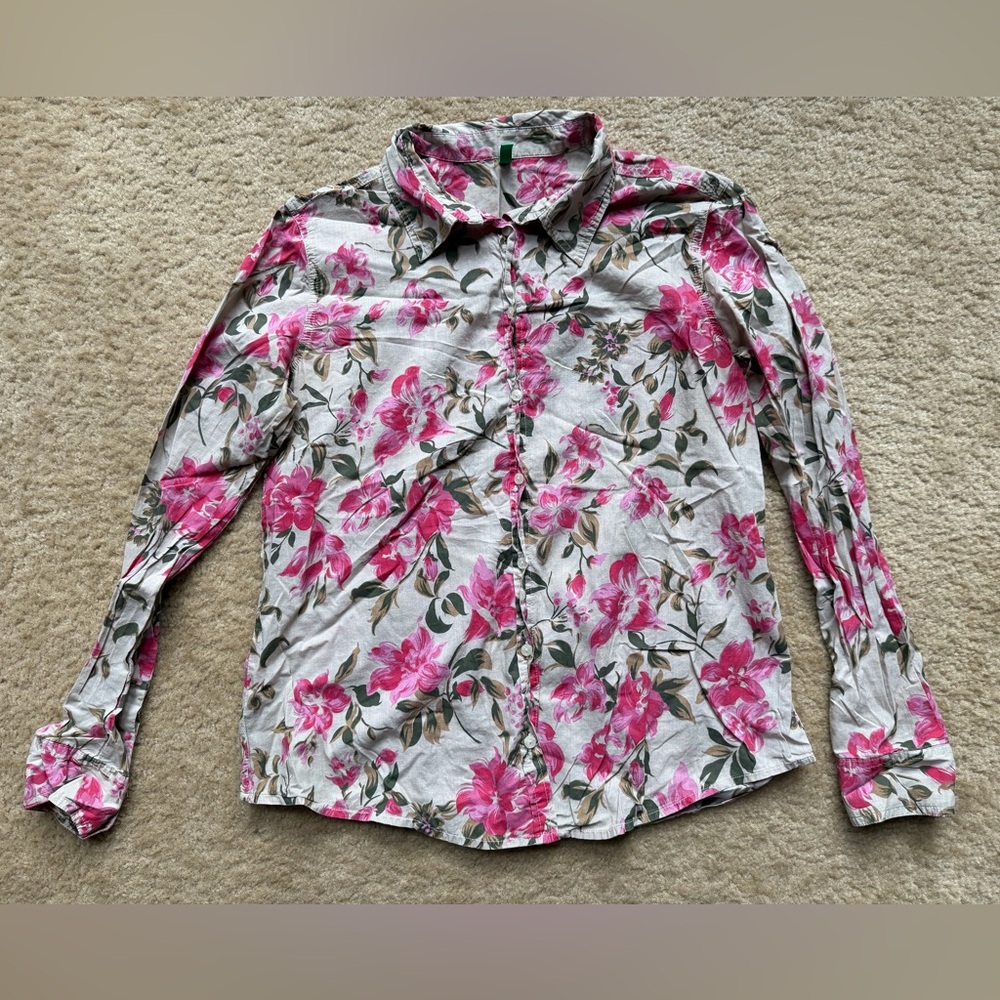 United Colors Of Benetton Pink Floral Lightweight Shirt